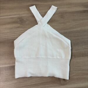 Abercrombie & Fitch Cross Halter White Tank Top Women Size Small
